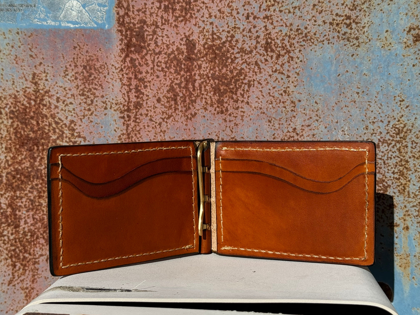 Leather Wallet with Brass Money Clip