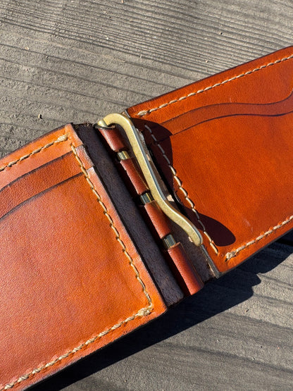 Leather Wallet with Brass Money Clip